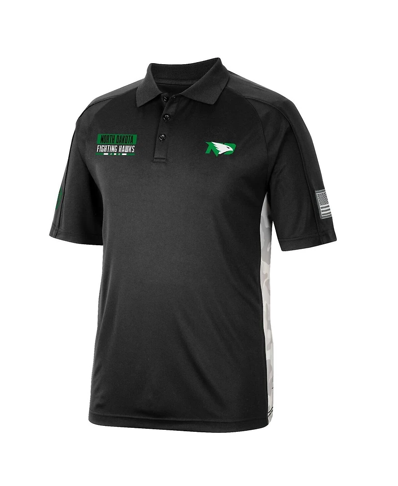 Men's Colosseum Black North Dakota Oht Military-Inspired Appreciation Snow Camo Polo Shirt