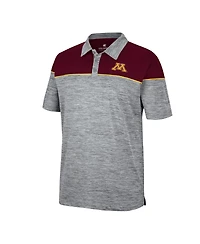 Men's Colosseum Heathered Gray, Maroon Minnesota Golden Gophers Birdie Polo Shirt