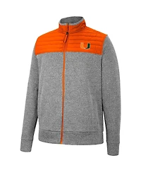 Men's Colosseum Gray, Orange Miami Hurricanes Putter Herringbone Full-Zip Jacket