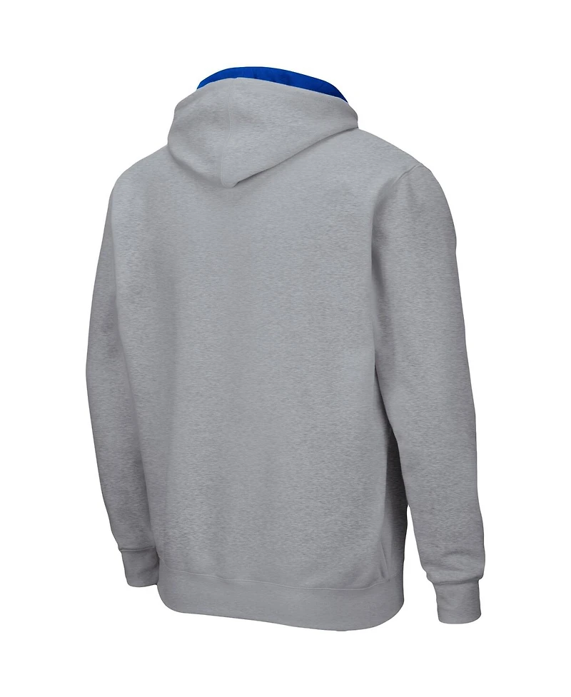 Men's Colosseum Heathered Gray Pitt Panthers Arch & Logo 3.0 Full-Zip Hoodie