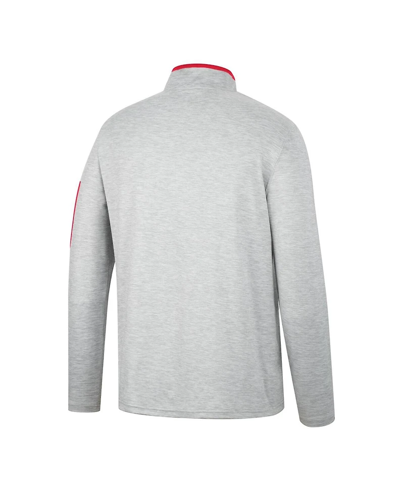 Men's Colosseum Heathered Gray, Scarlet Nebraska Huskers Country Club Windshirt Quarter-Zip Jacket