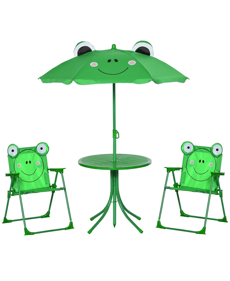 Outsunny Folding Kids Table and Chair Set for Garden, Backyard,