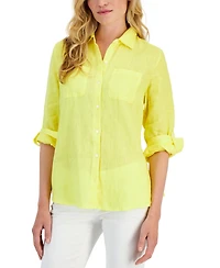 Charter Club Petite 100% Linen Button-Front Shirt, Created for Macy's