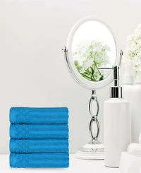 Superior Soho Checkered Border Cotton 4 Piece Hand Towel Set, 28" x 16"