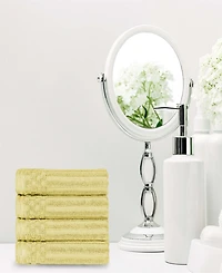 Superior Soho Checkered Border Cotton 4 Piece Hand Towel Set, 28" x 16"