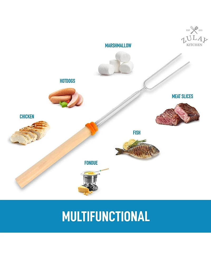 Zulay Kitchen Long Marshmallow Roasting Sticks Extendable Design