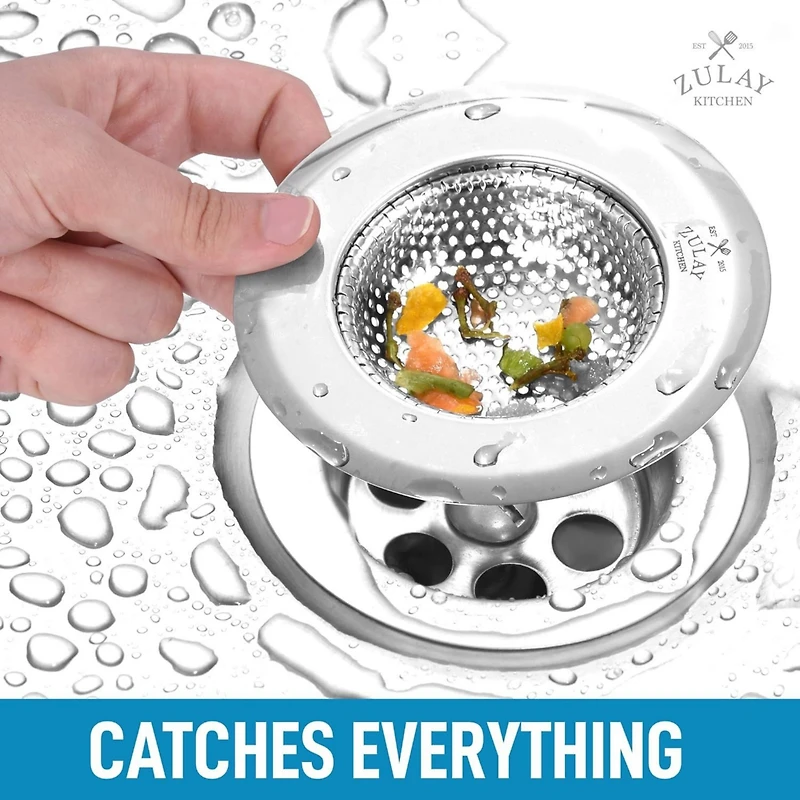 Wide Rim 4.5” Diameter Stainless Steel Sink Strainer (2 Pack)