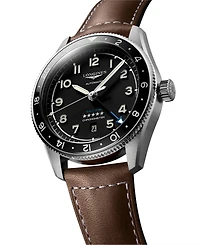 Longines Men's Swiss Automatic Spirit Zulu Time Leather Strap Watch 42mm