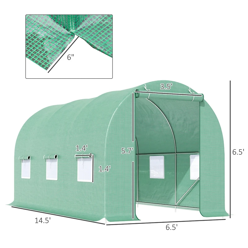 Outsunny 15' x 6' x 7' Walk-In Gardening Plant house w/ Pe Cover,