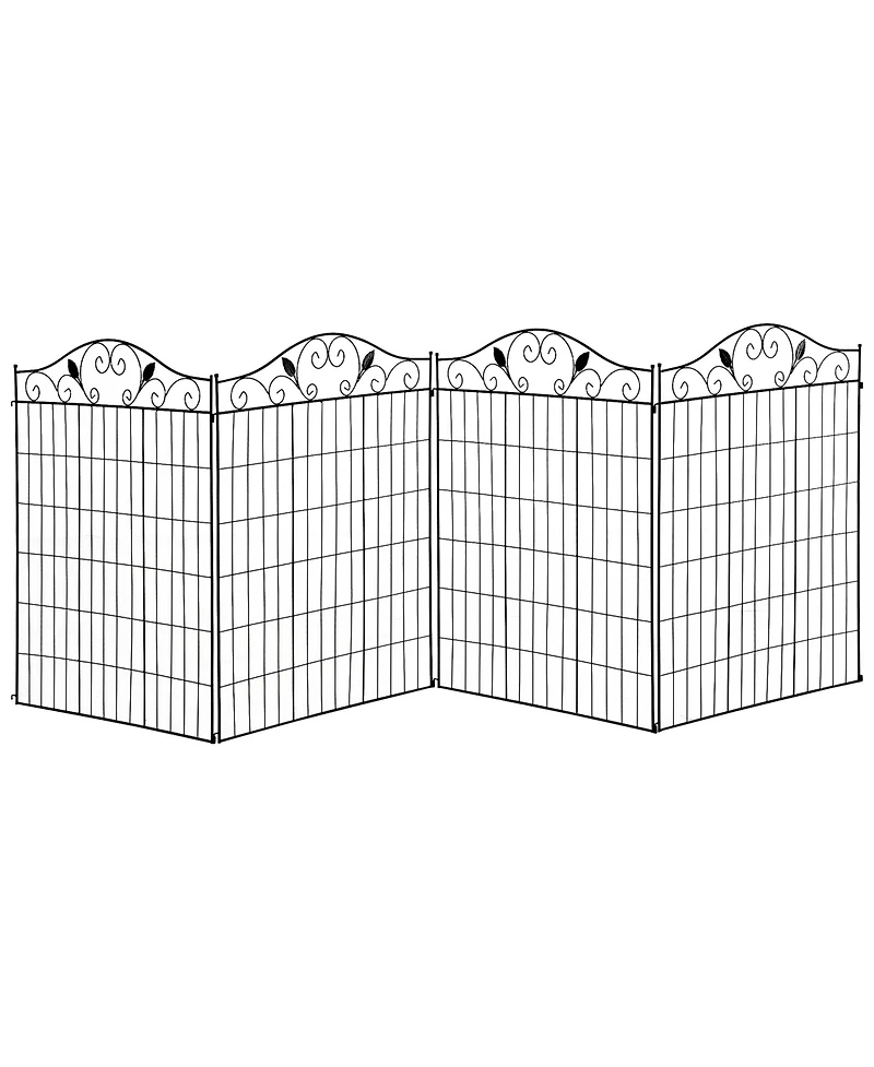 Outsunny Backyard Garden Decorative Fencing with 4 Panels and Steel Wire Frame