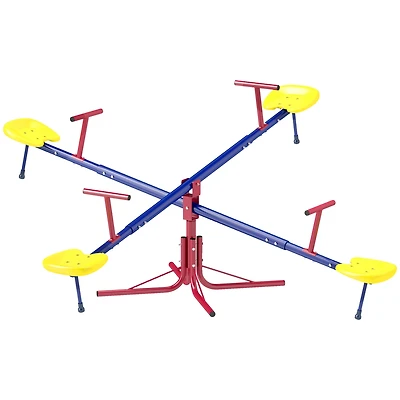 Outsunny Teeter Totter for Kids with 4 Seats for 3-8 Years,