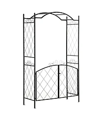 Outsunny 85" x 19" Metal Garden Arch & Gate with Scrollwork for Climbing Vine