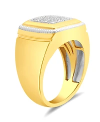 Men's Diamond Cluster Style Ring (1/10 ct. t.w.) in 18k Gold-Plated Sterling Silver