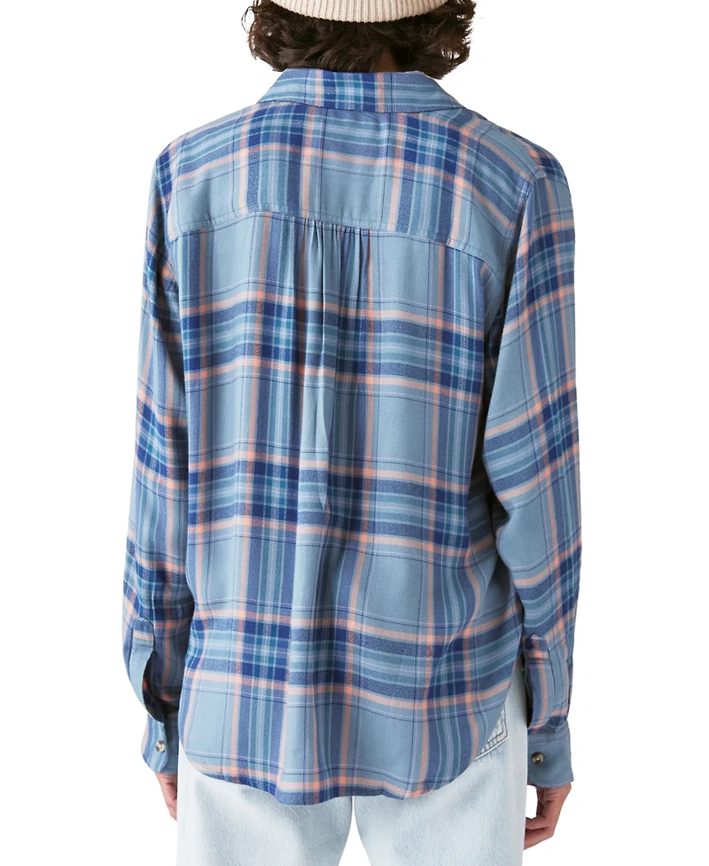 Lucky Brand Women's Plaid Button-Down Boyfriend Shirt