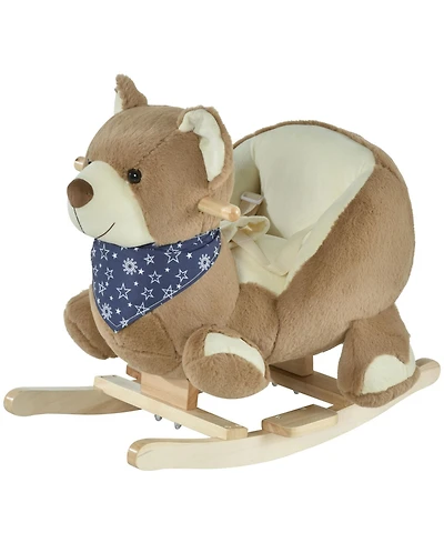 Qaba Baby Rocking Horse, Plush Animal Rocker w/ Realistic Sound, Pedals