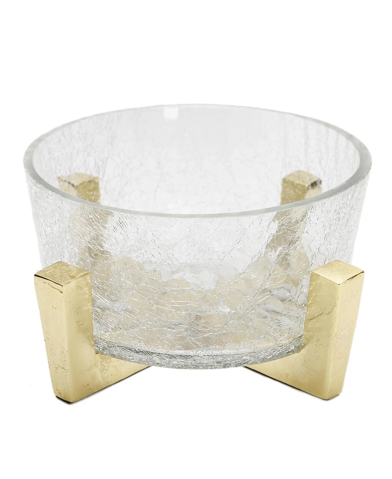 Classic Touch Hammered Glass Bowl on Block Base