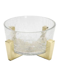 Classic Touch Hammered Glass Bowl on Block Base