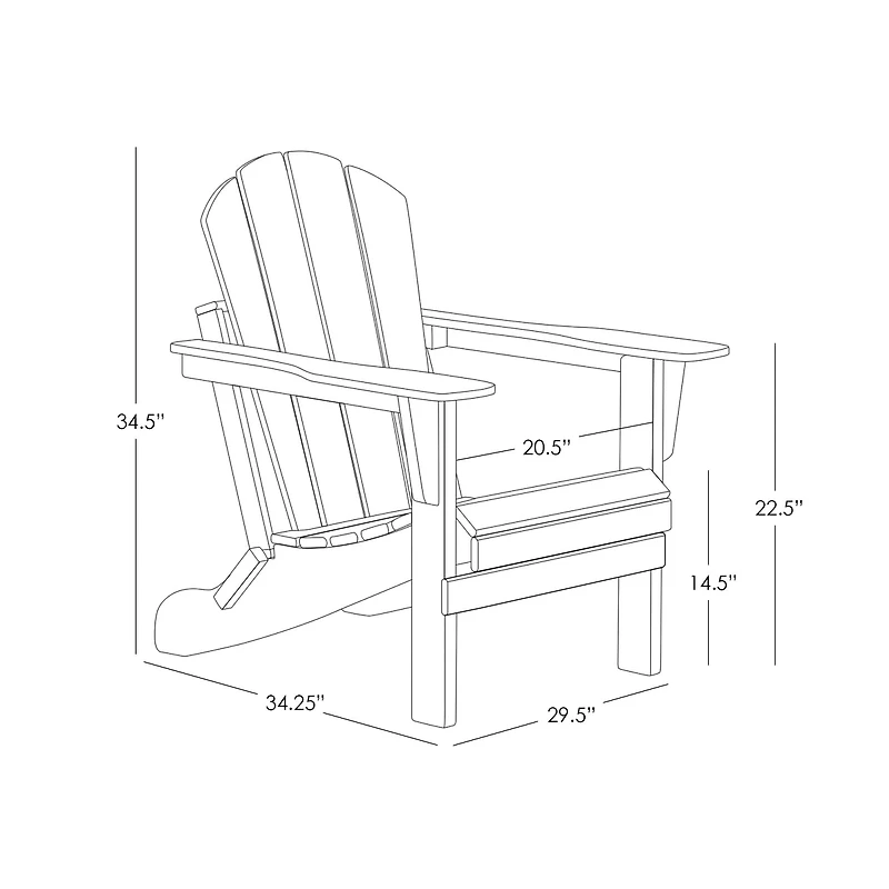 All-Weather Contoured Outdoor Poly Folding Adirondack Chair