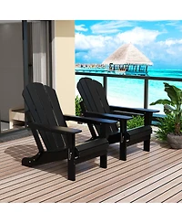 All-Weather Contoured Outdoor Poly Folding Adirondack Chair (Set of