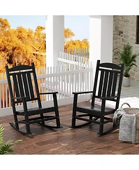 All-Weather Outdoor Patio Poly Classic Porch Rocking Chair (Set of 2)