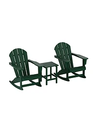 3 Piece set Outdoor Patio Poly Adirondack rocking chairs with side table