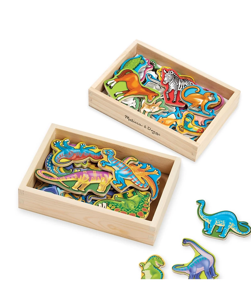 Melissa & Doug 2-Pk. Wooden Animals & Dinosaurs Magnets