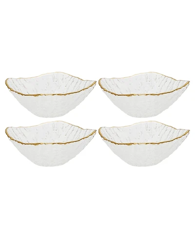 Classic Touch Crushed Glass Square Dessert Bowl with Rim, Set of 4