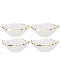 Classic Touch Crushed Glass Square Dessert Bowl with Rim, Set of 4