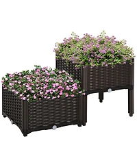 Outsunny -piece Raised Flower Bed Vegetable Herb Planter Lightweight