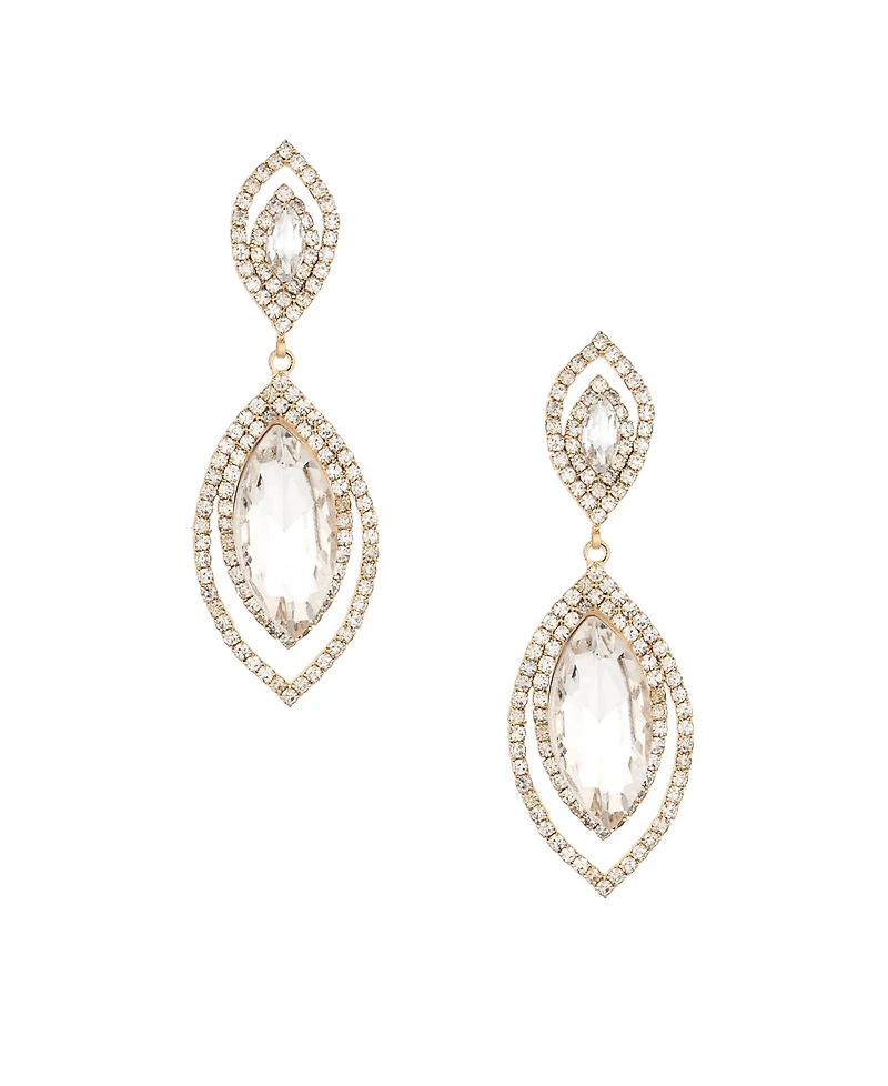 Ettika Timeless Crystal Dangle Earrings in 18K Gold Plating