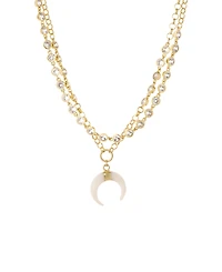 Ettika Crystal Dotted Horn Necklace in 18K Gold Plating Set, 2 Piece