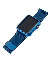 WITHit Blue Stainless Steel Mesh Band and Protective Cover Set designed for Apple Watch 42mm (Series 1-3 only) & 44/45/46/49mm (Ultra & Ultra 2)