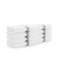 Aston and Arden White Turkish Luxury Striped Washcloths for Bathroom 600 Gsm, 13x13 in., 8-Pack , Super Soft Absorbent