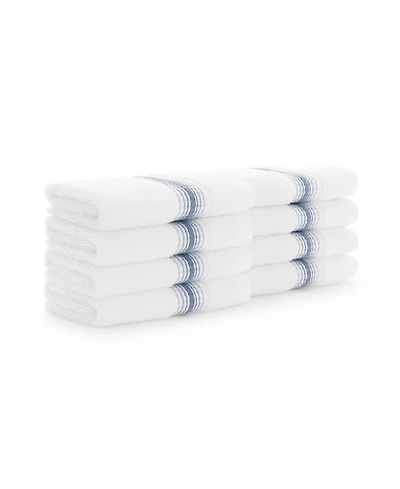 Aston and Arden White Turkish Luxury Striped Washcloths for Bathroom 600 Gsm, 13x13 in., 8-Pack , Super Soft Absorbent