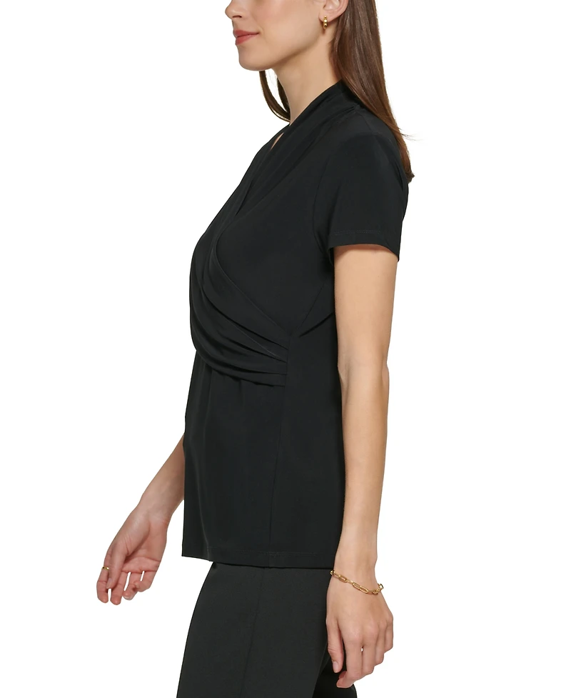 Dkny Petite Draped Surplice Blouse, Created for Macy's