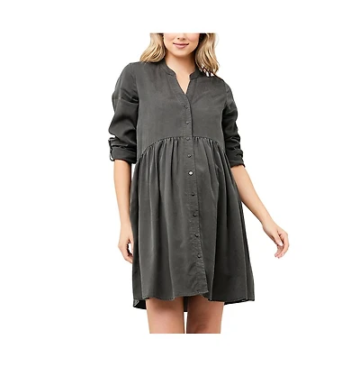 Ripe Maternity Demi Tencel Button Down Nursing Dress Olive