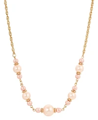 2028 Pink Imitation Pearl Beaded Necklace