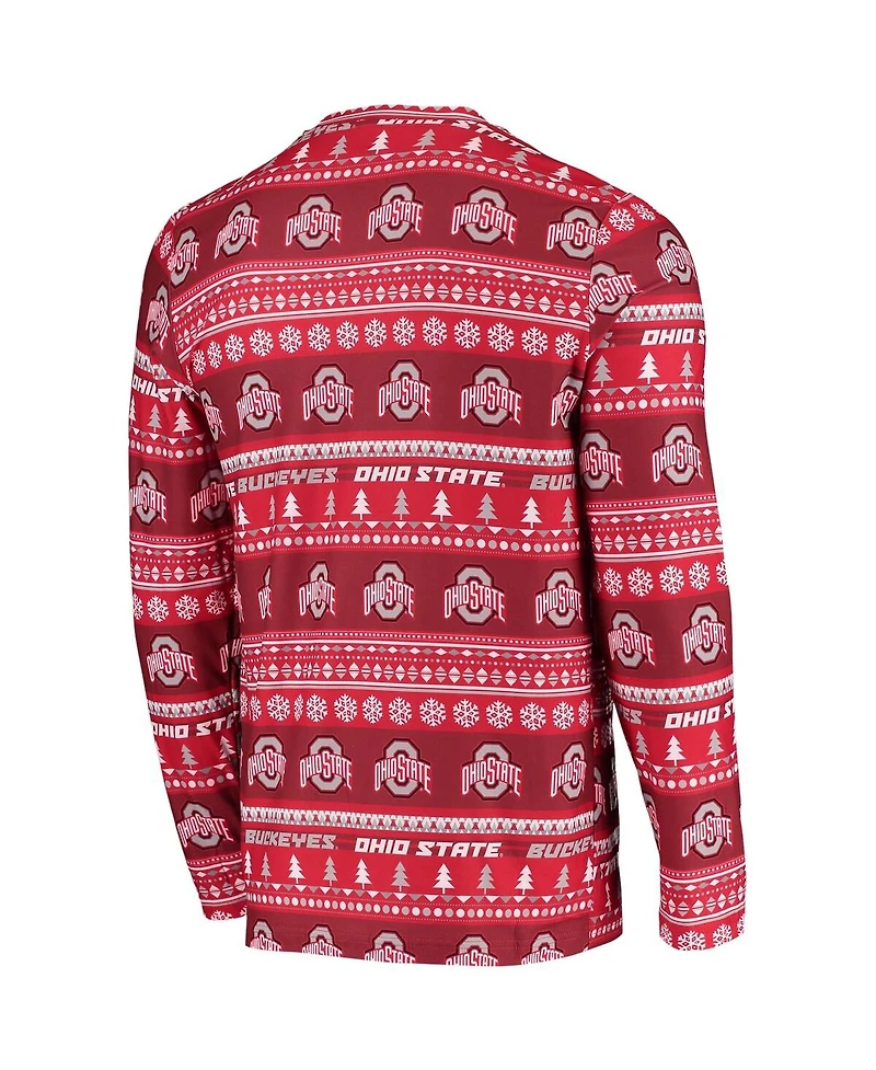 Men's Concepts Sport Scarlet Ohio State Buckeyes Ugly Sweater Knit Long Sleeve Top and Pant Set