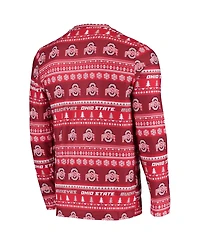 Men's Concepts Sport Scarlet Ohio State Buckeyes Ugly Sweater Knit Long Sleeve Top and Pant Set