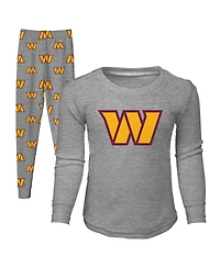 Toddler Boys and Girls Heathered Gray Washington Commanders Long Sleeve T-shirt Pants Sleep Set