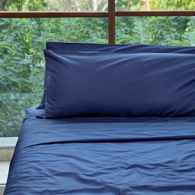 Fabdreams Organic 300 Thread Count Certified Cotton Percale 4-Piece Sheet Set