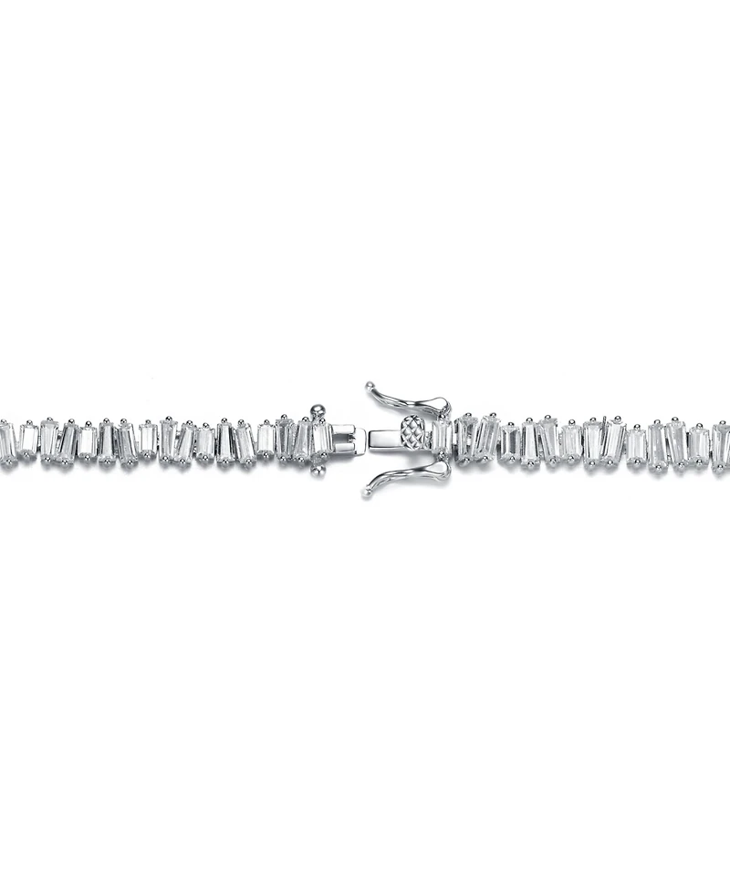 Sterling Silver Rhodium Plated Clear Cubic Zirconia Tennis Bracelet