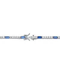 Sterling Silver White Gold Plated with Colored Cubic Zirconia Tennis Bracelet