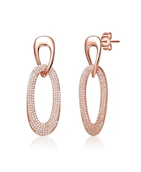 18k Rose Gold Plated with Cubic Zirconia Raindrop Dangle Earrings in Sterling Silver