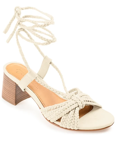Journee Signature Women's Railee Braided Block Heel Sandals