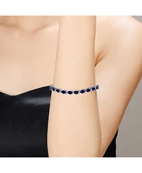 Sterling Silver White Gold Plated with Pink, Red, Green, or Blue Cubic Zirconia Pear-cut Bracelet