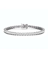 Sterling Silver with Rhodium Plated Clear Cubic Zirconia Tennis Bracelet