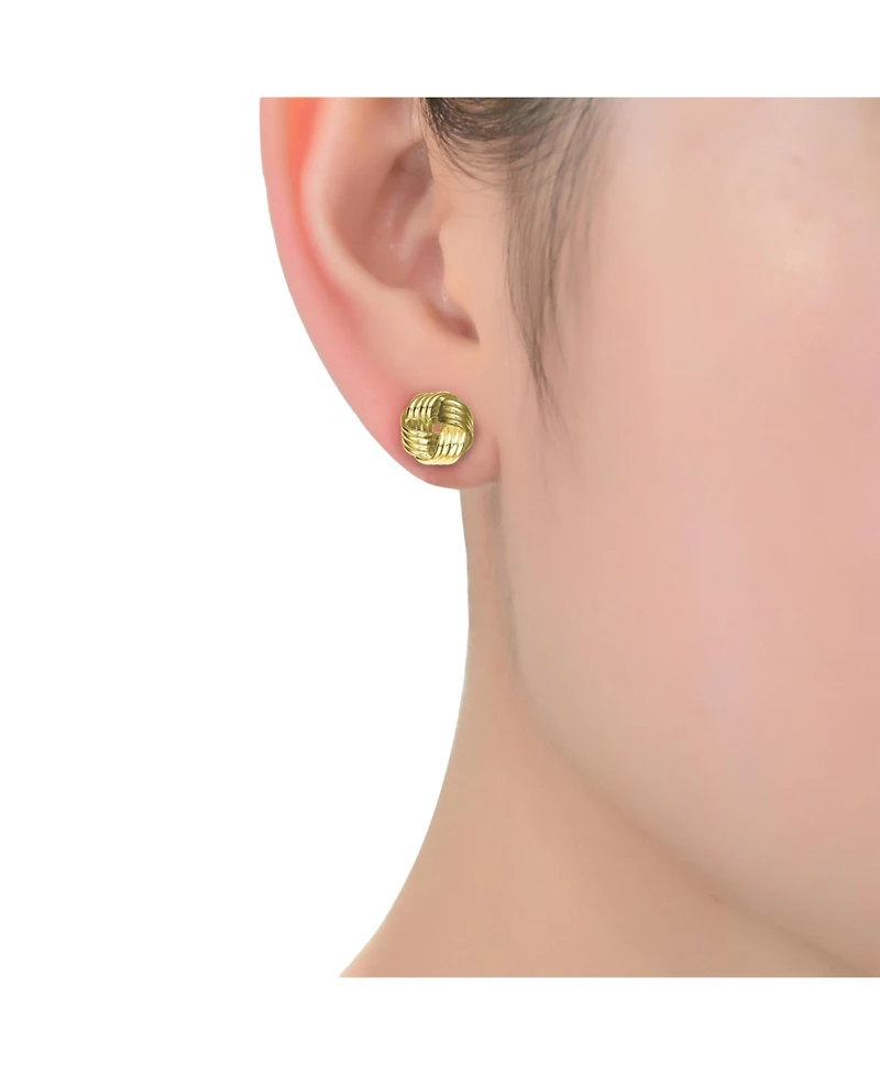 14K Gold Plated Twisted Button Stud Earrings