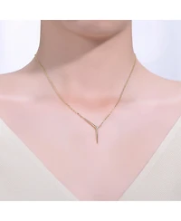 14k Yellow Gold Plated with Green Cubic Zirconia Solar Chevron Necklace Sterling Silver