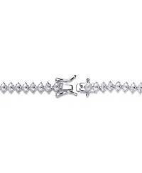 Sterling Silver Heart Shaped Clear Cubic Zirconia Tennis Bracelet